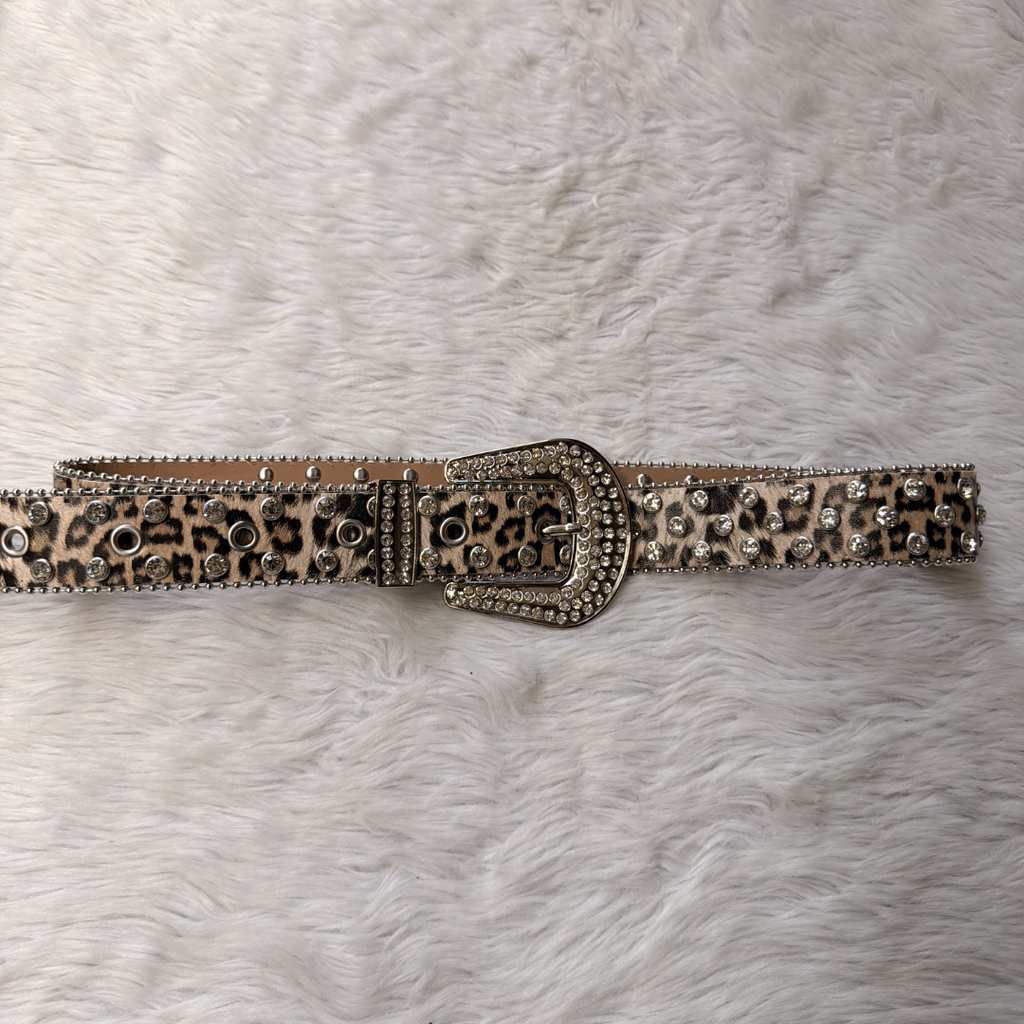 Leopard Print Studded Belt