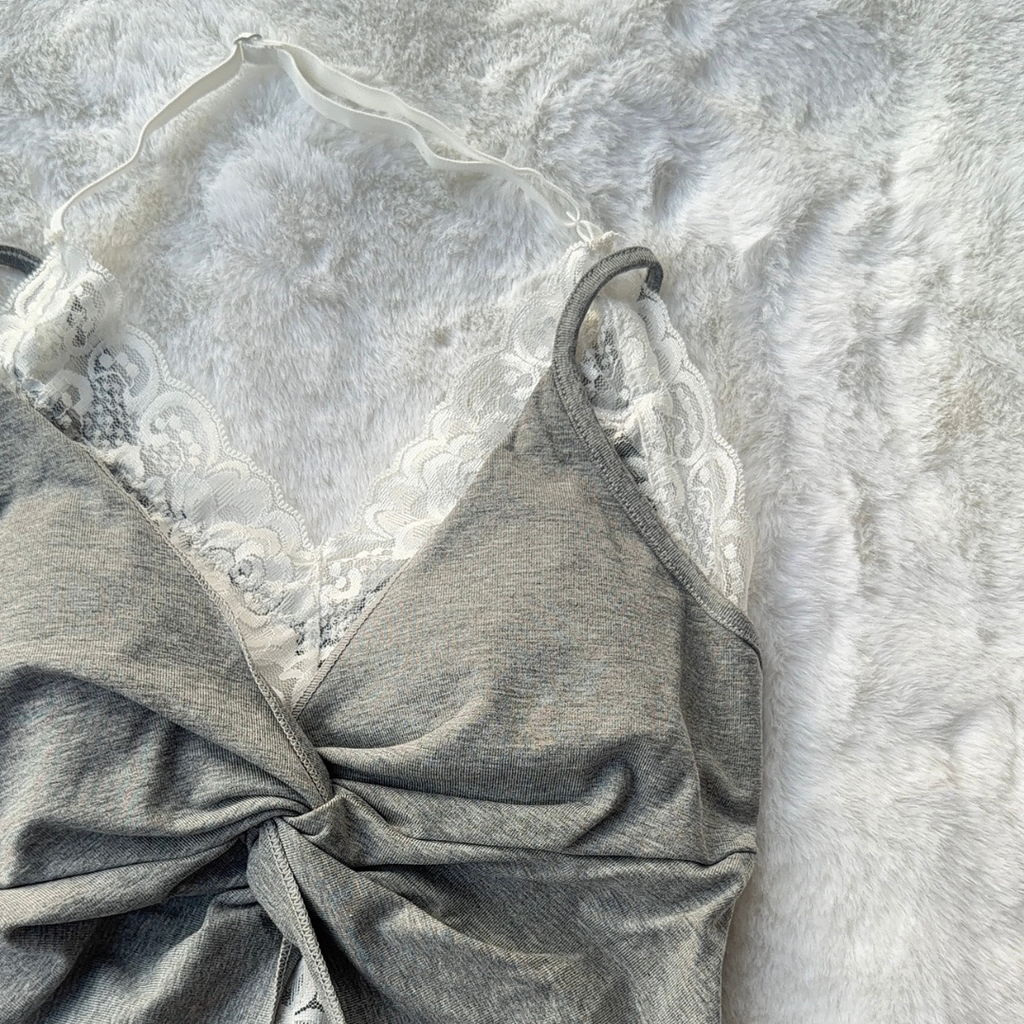 Heather Grey Lace Halter Top