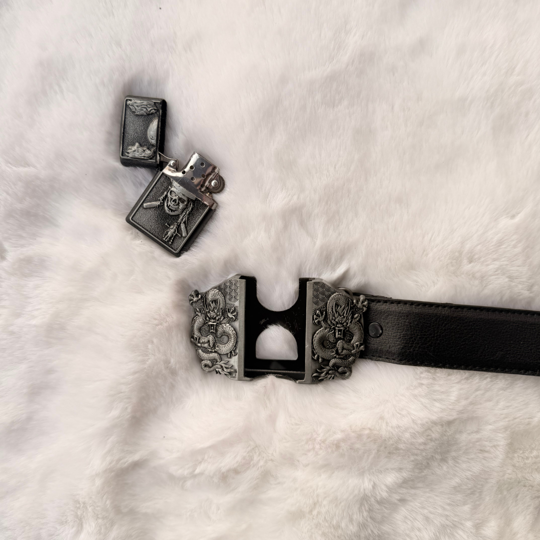 Warrior Skull Lighter Belt