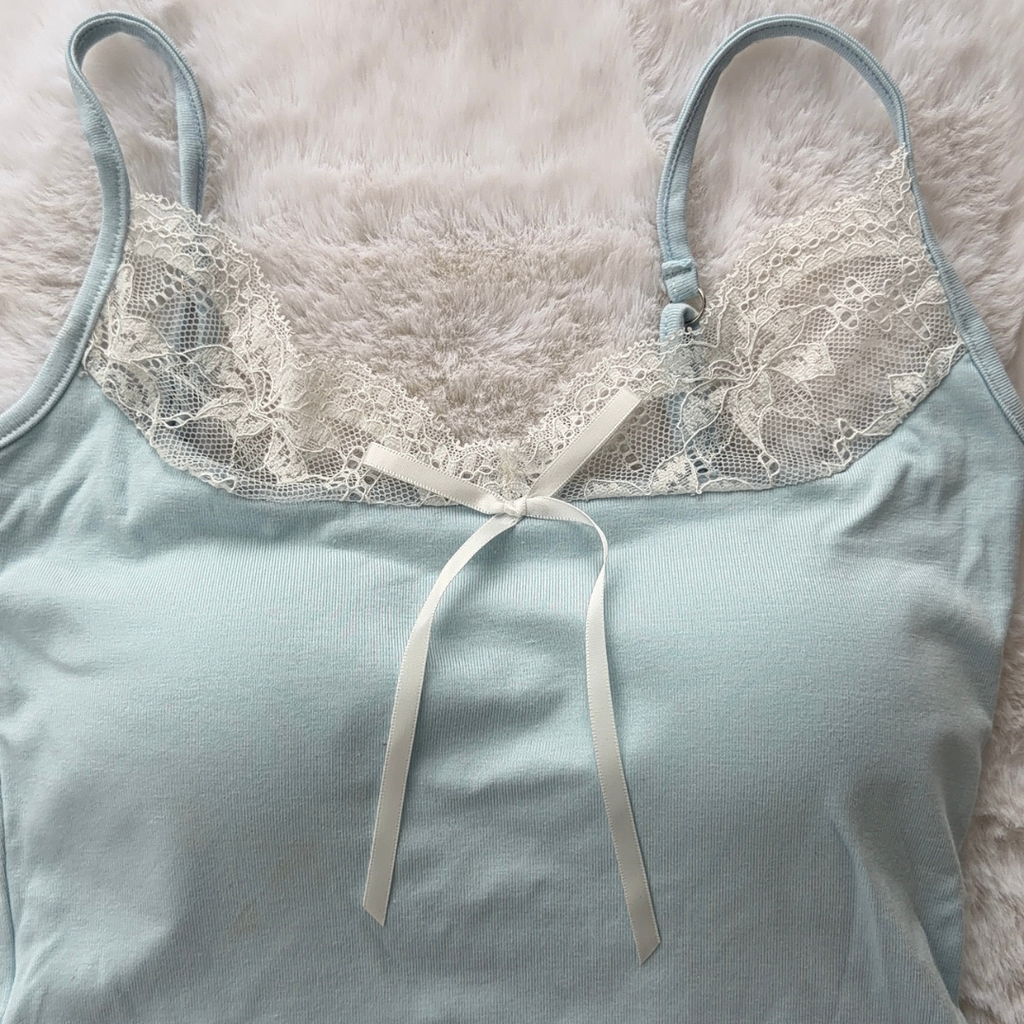 Baby Blue Lace-Trim Cami