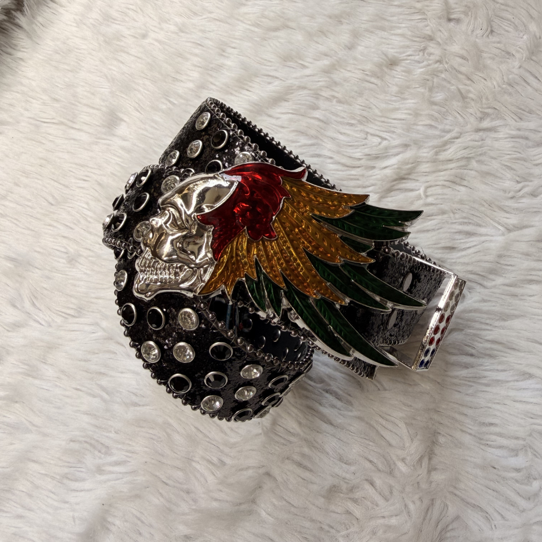 Tribal Wings Black Rhinestone Belt
