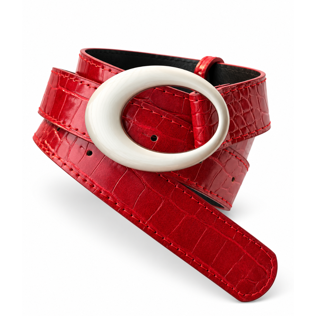 Scarlet Oval Buckle Belt