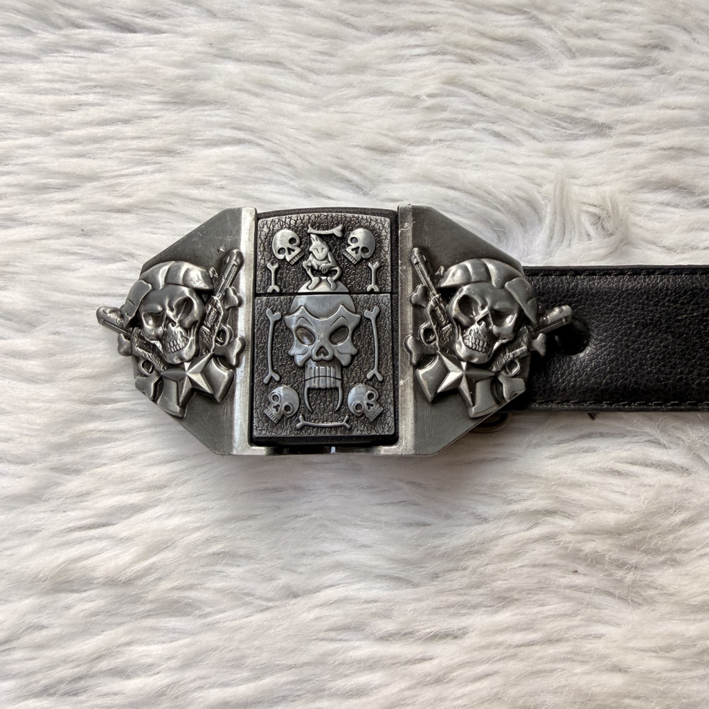 Bone Skull Lighter Belt