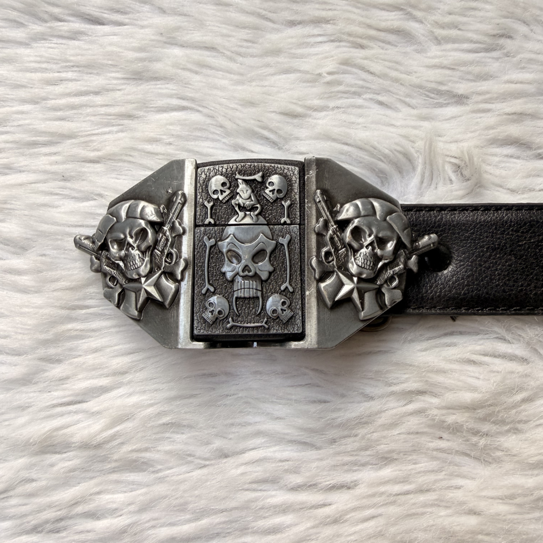 Bone Skull Lighter Belt