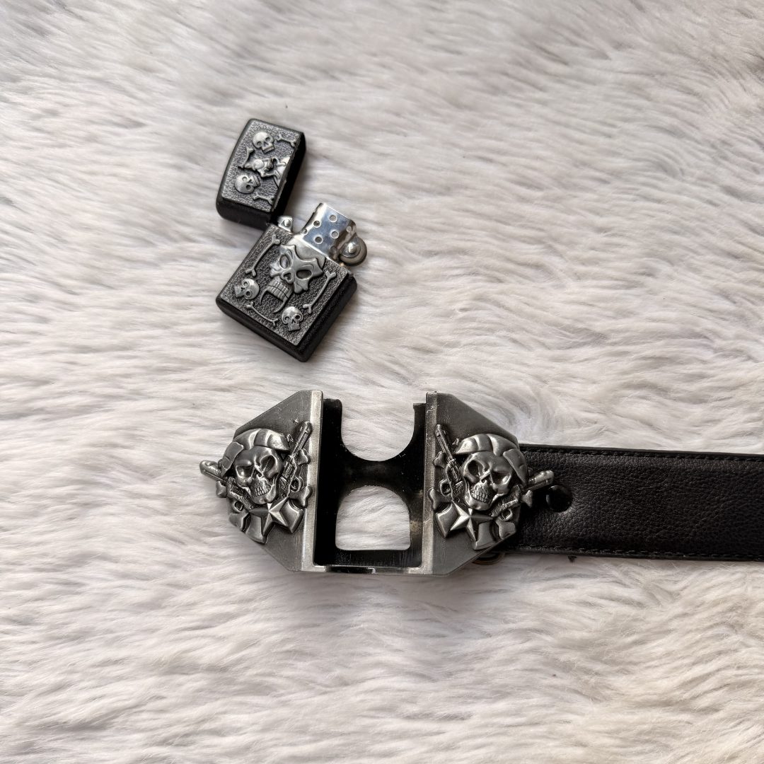 Bone Skull Lighter Belt