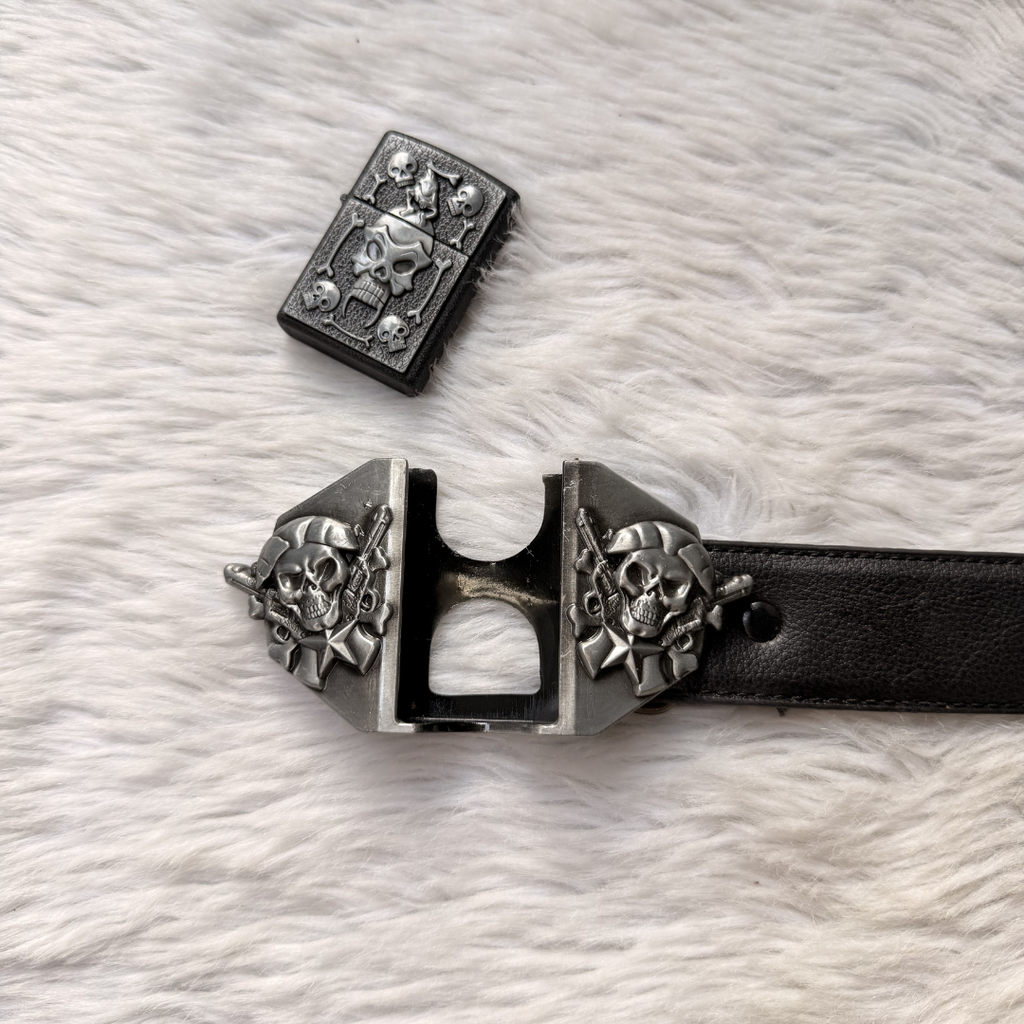 Bone Skull Lighter Belt