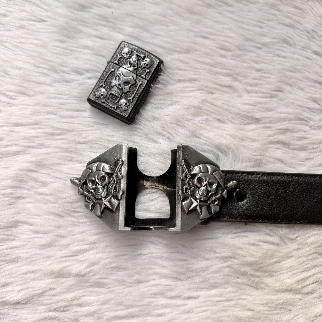 Bone Skull Lighter Belt
