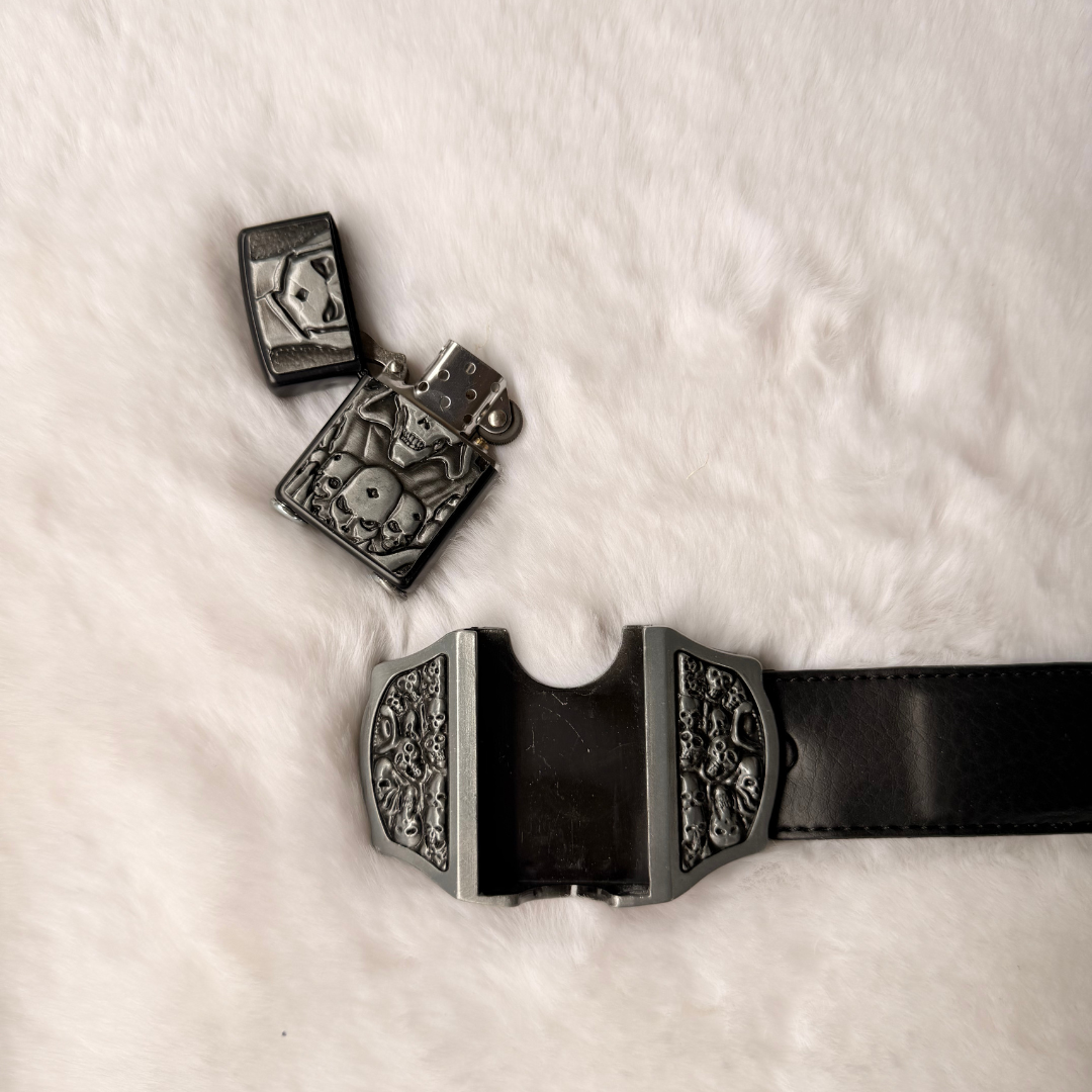 Skull Sentinal Lighter Belt