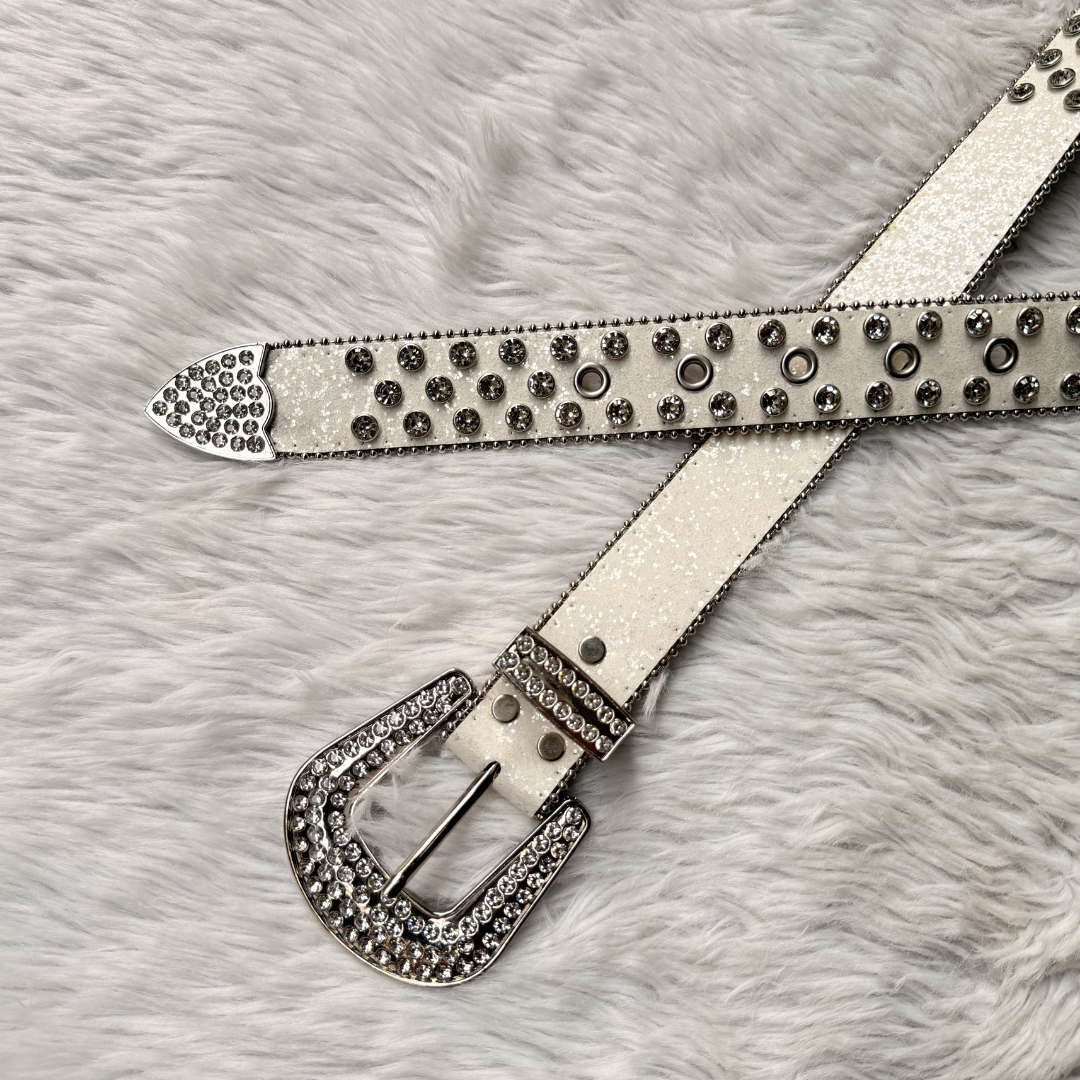 Ivory Drip Rhinestone Belt