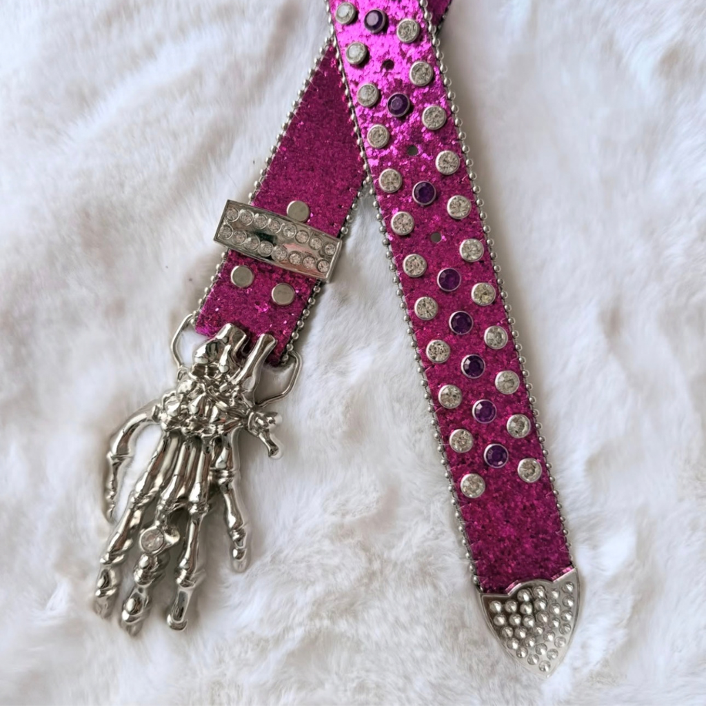 Hot Pink Rhinestone Western Belt