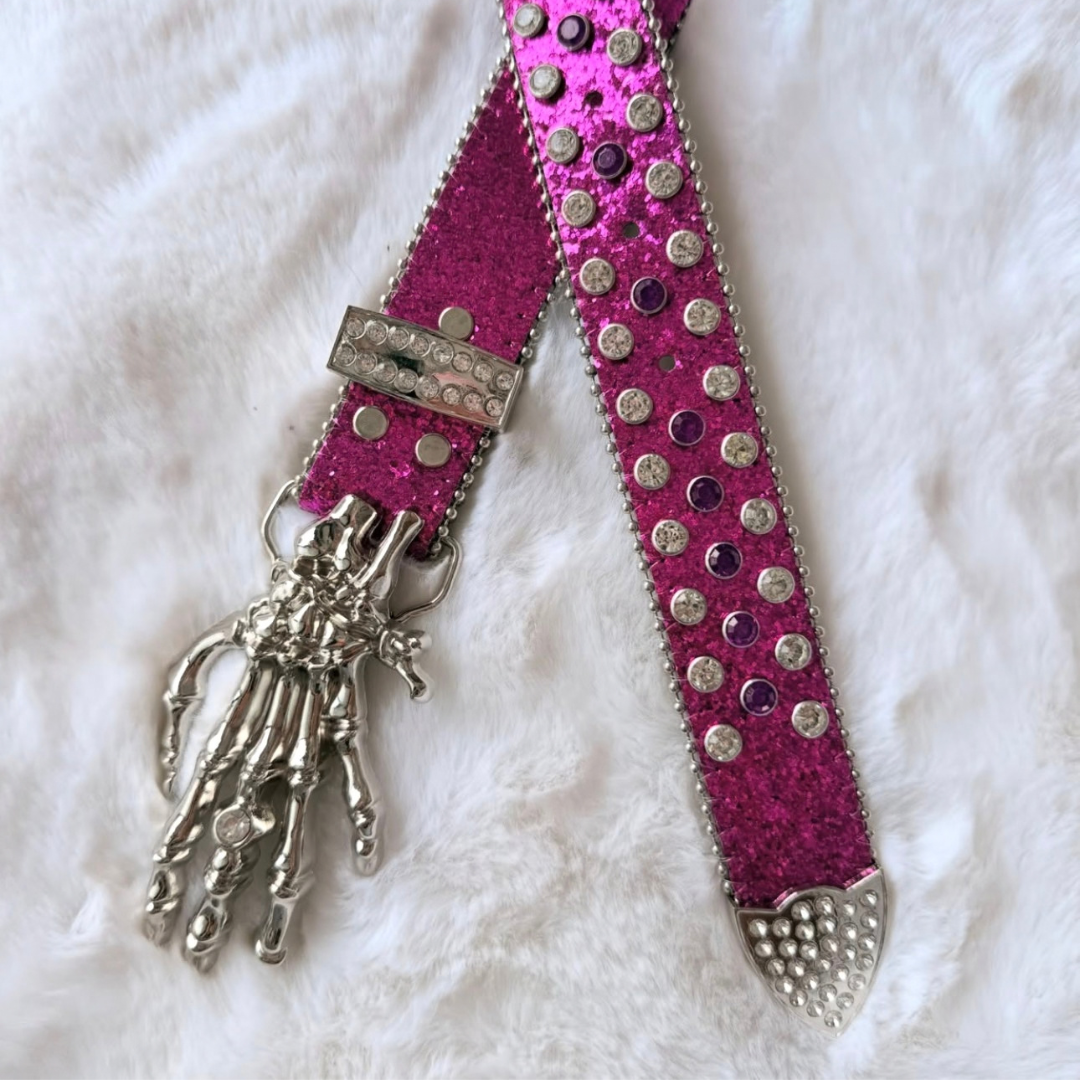 Hot Pink Rhinestone Western Belt