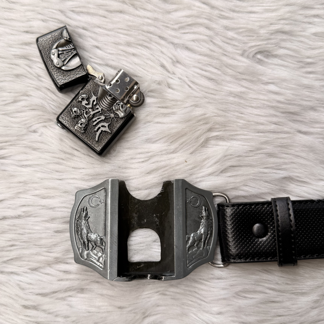 Skull Fang Lighter Belt
