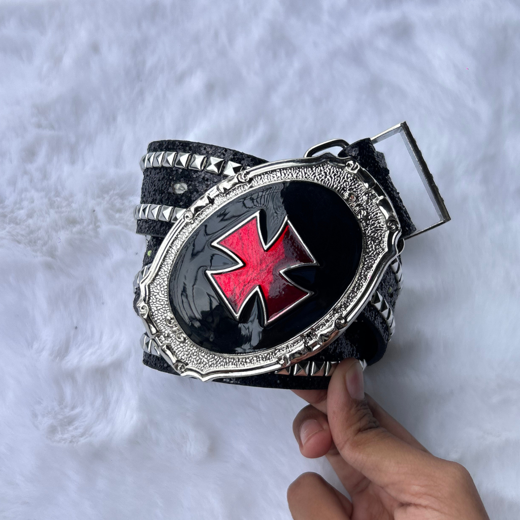 Crimson Cross LED Studded Belt