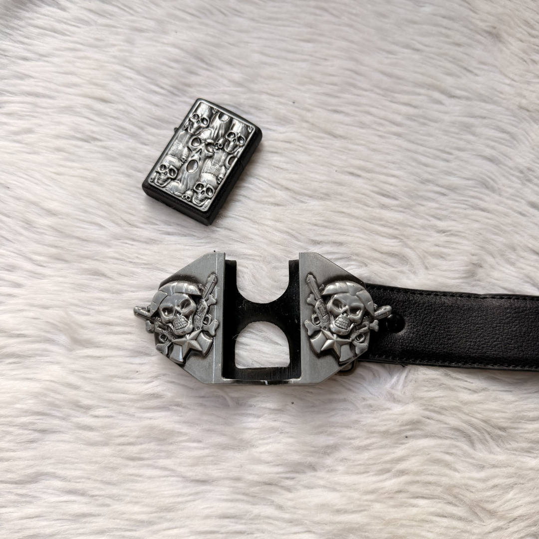 Night Terror Skull Lighter Belt