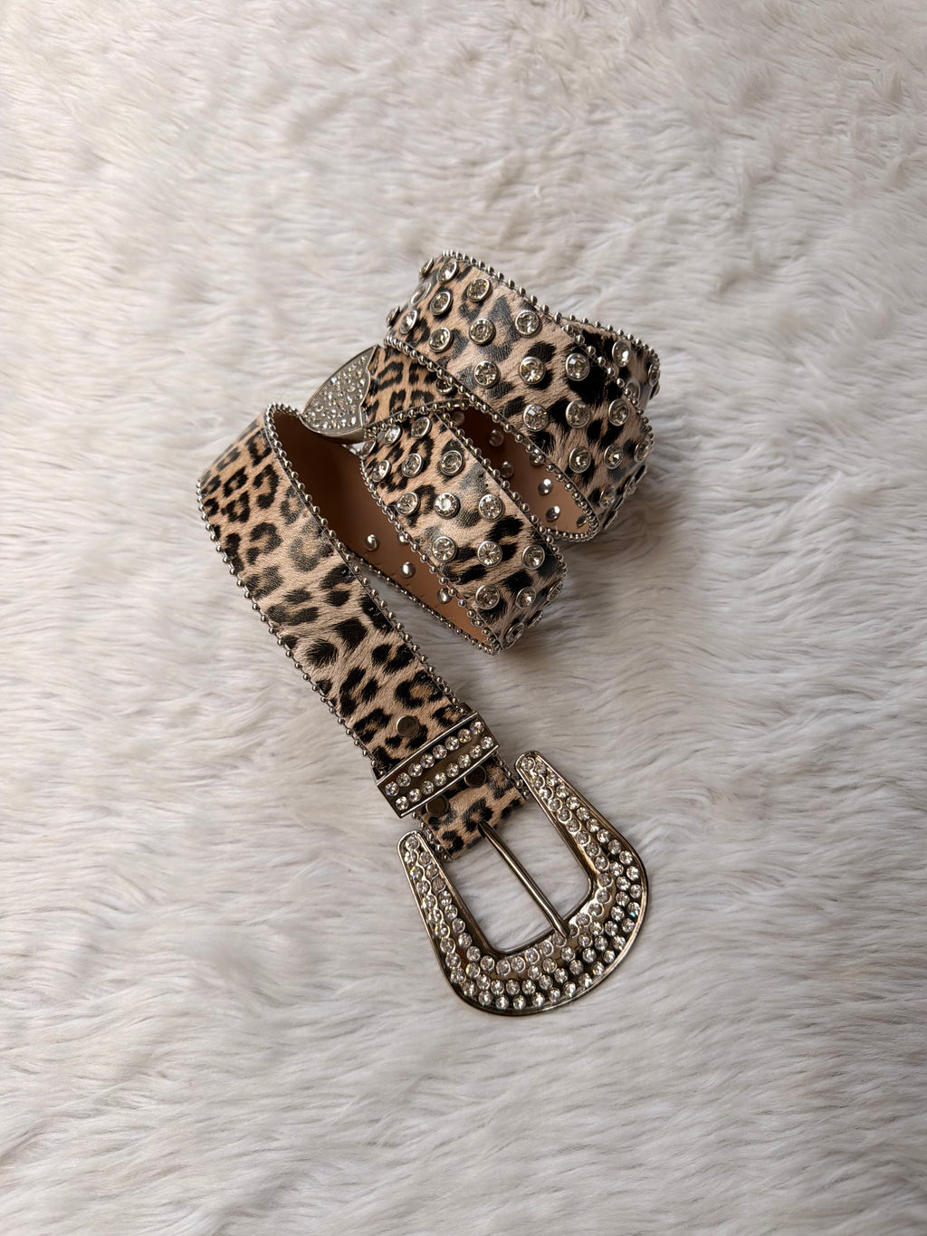 Leopard Print Studded Belt