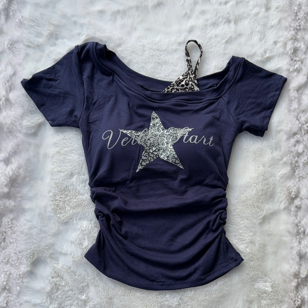 Starstruck Baby Tee - Deep Indigo