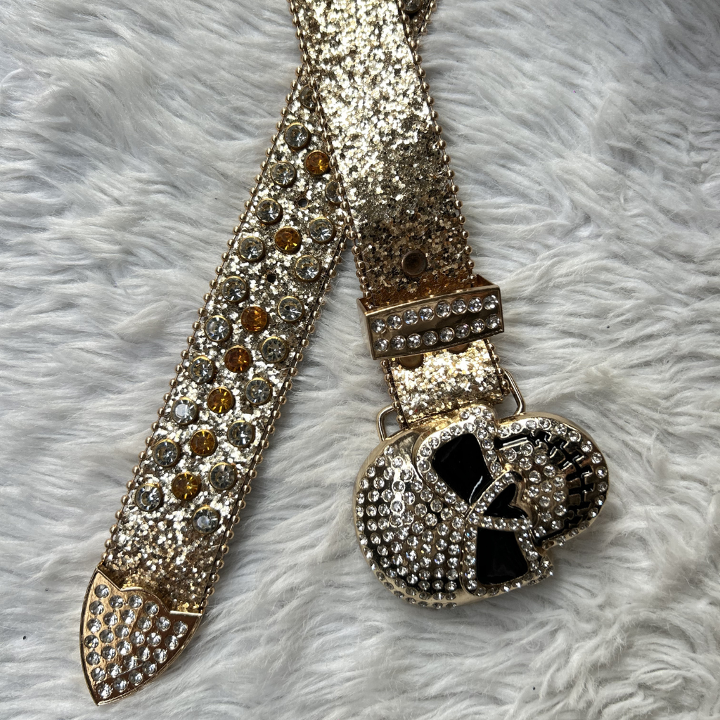 Golden Skull Rhinestone Belt
