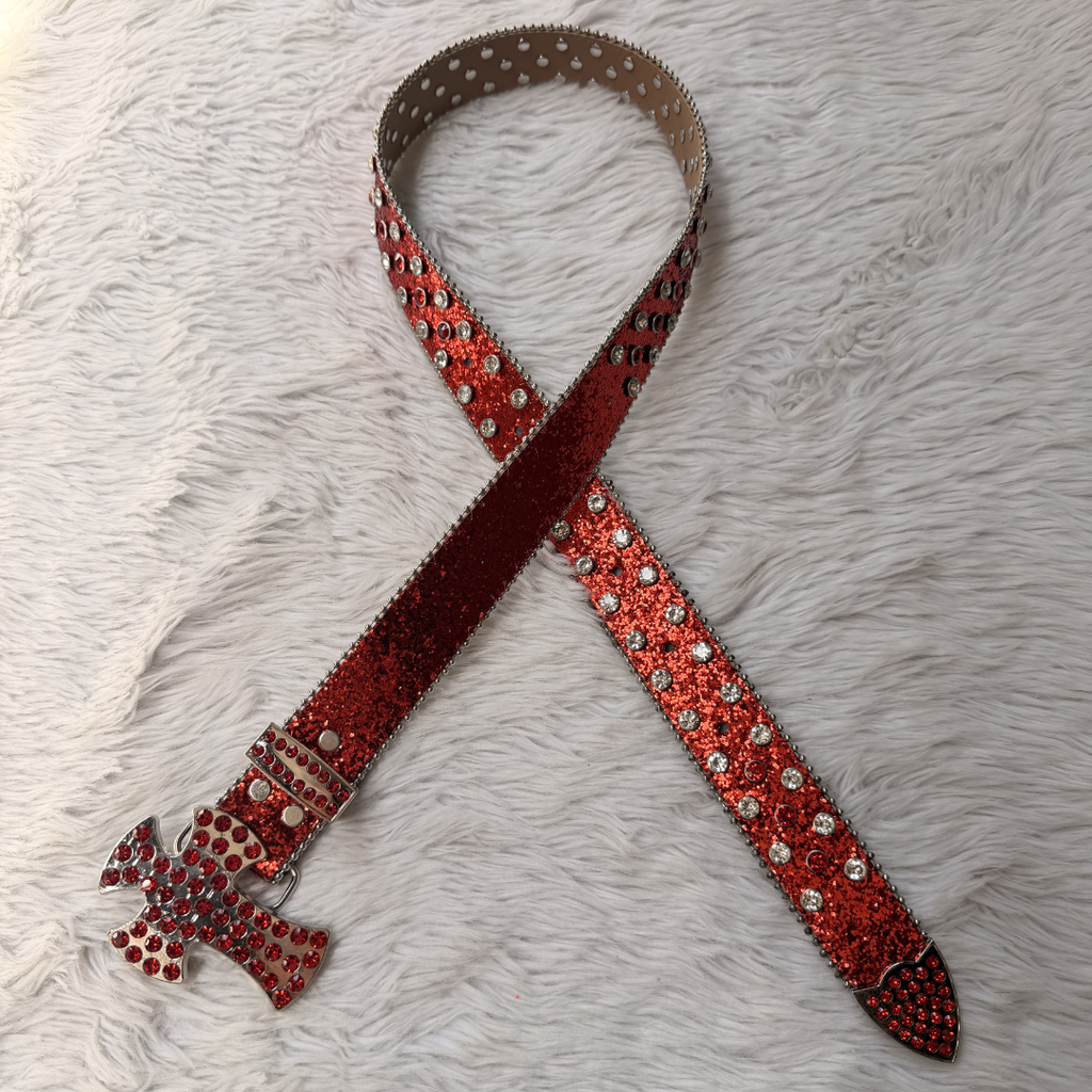 Ruby Sparkle Cross Belt