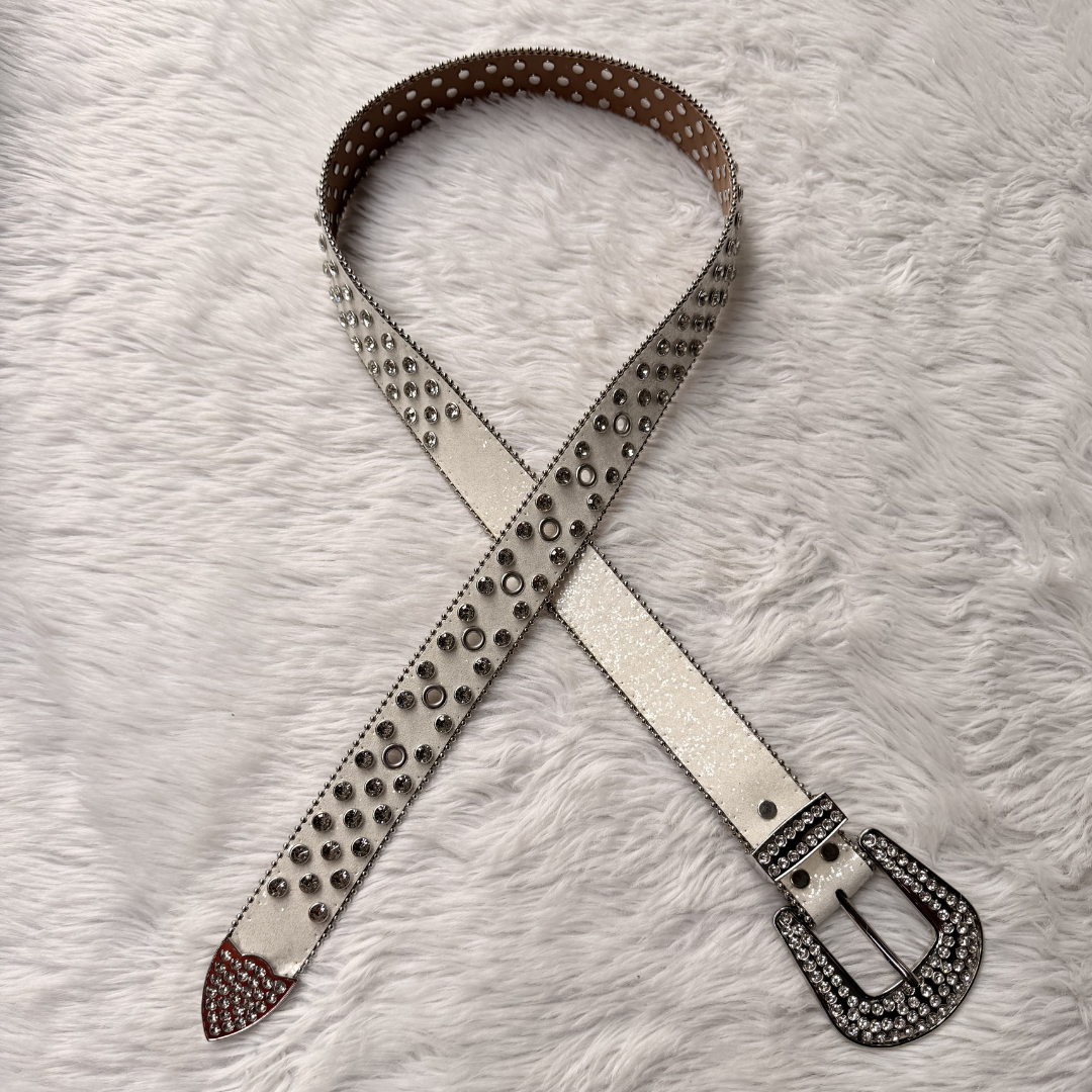 Ivory Drip Rhinestone Belt