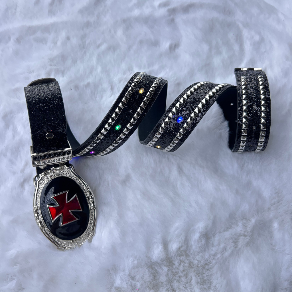 Crimson Cross LED Studded Belt