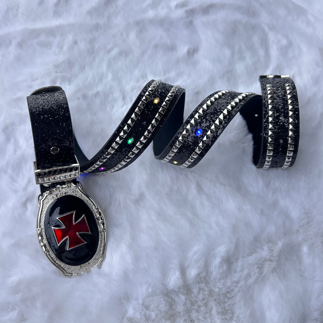 Crimson Cross LED Studded Belt