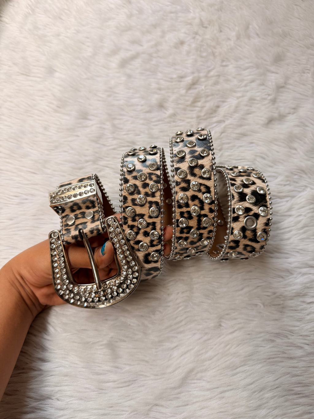 Leopard Print Studded Belt