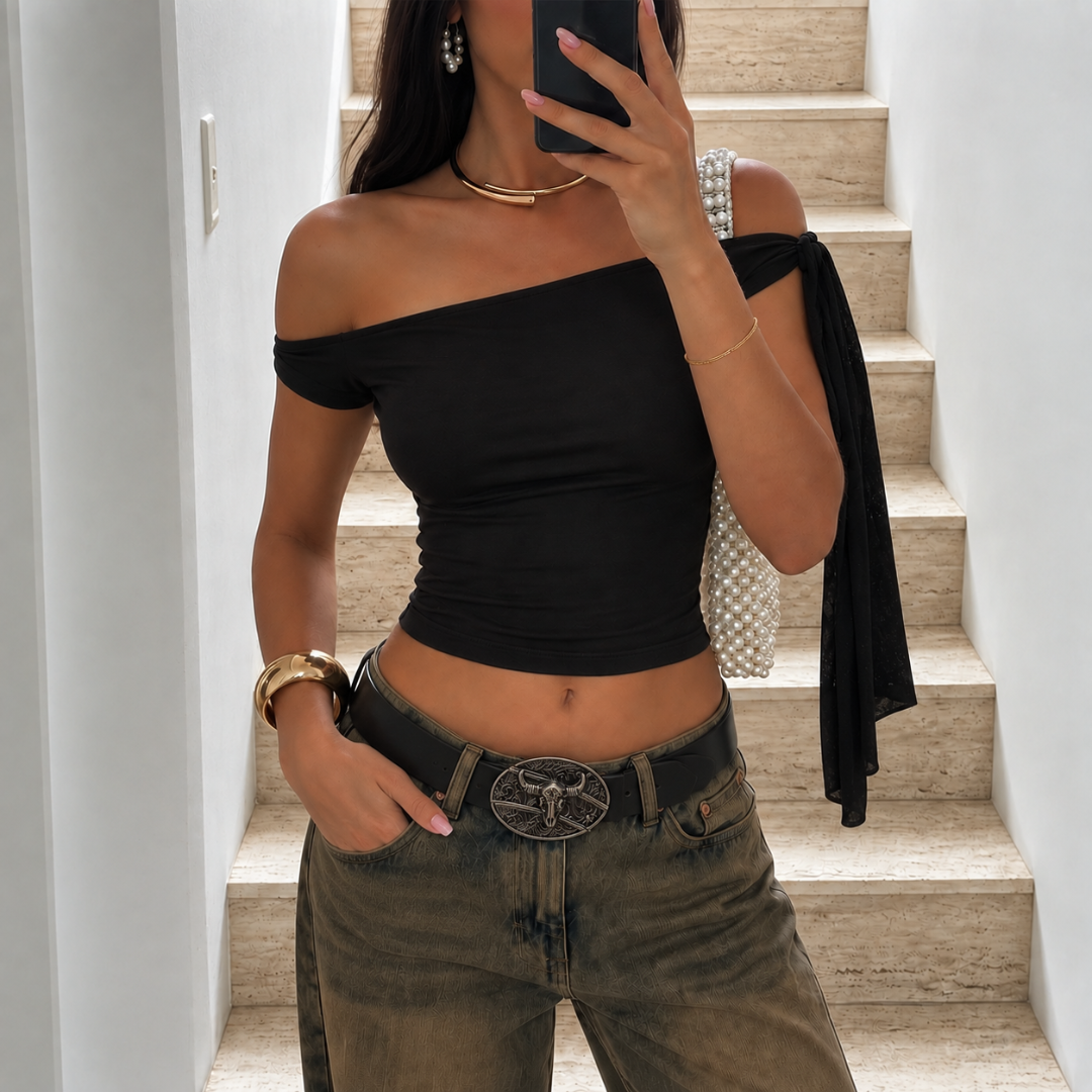 Noir Ribbon Top
