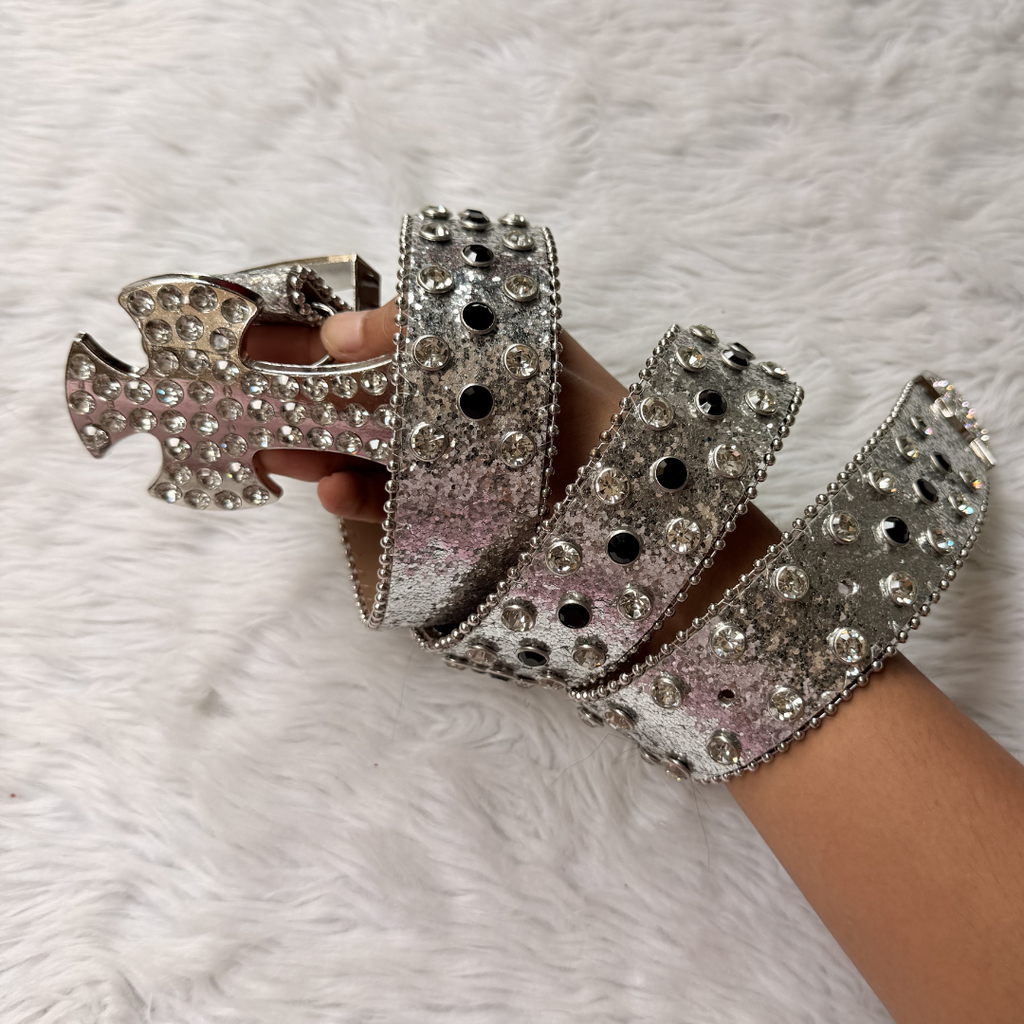 Iced Cross Rhinestone Belt