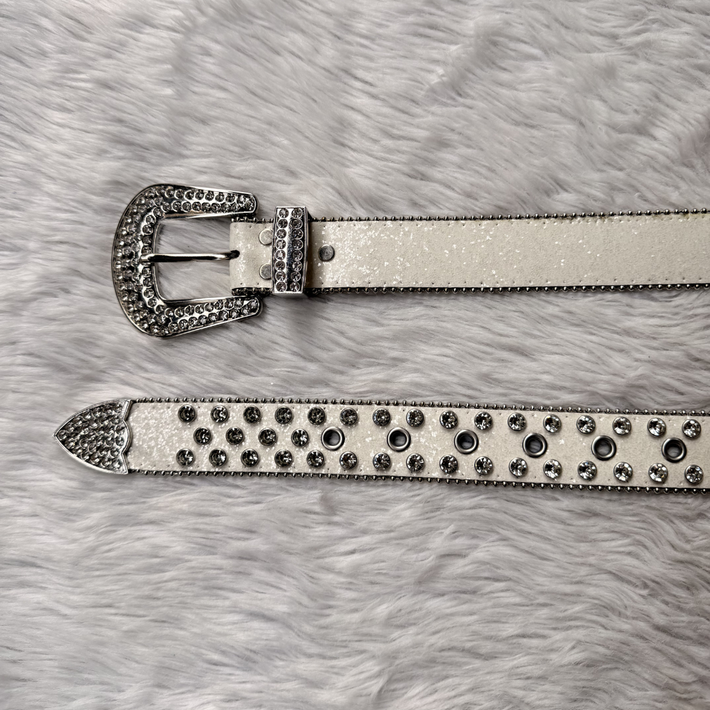 Ivory Drip Rhinestone Belt