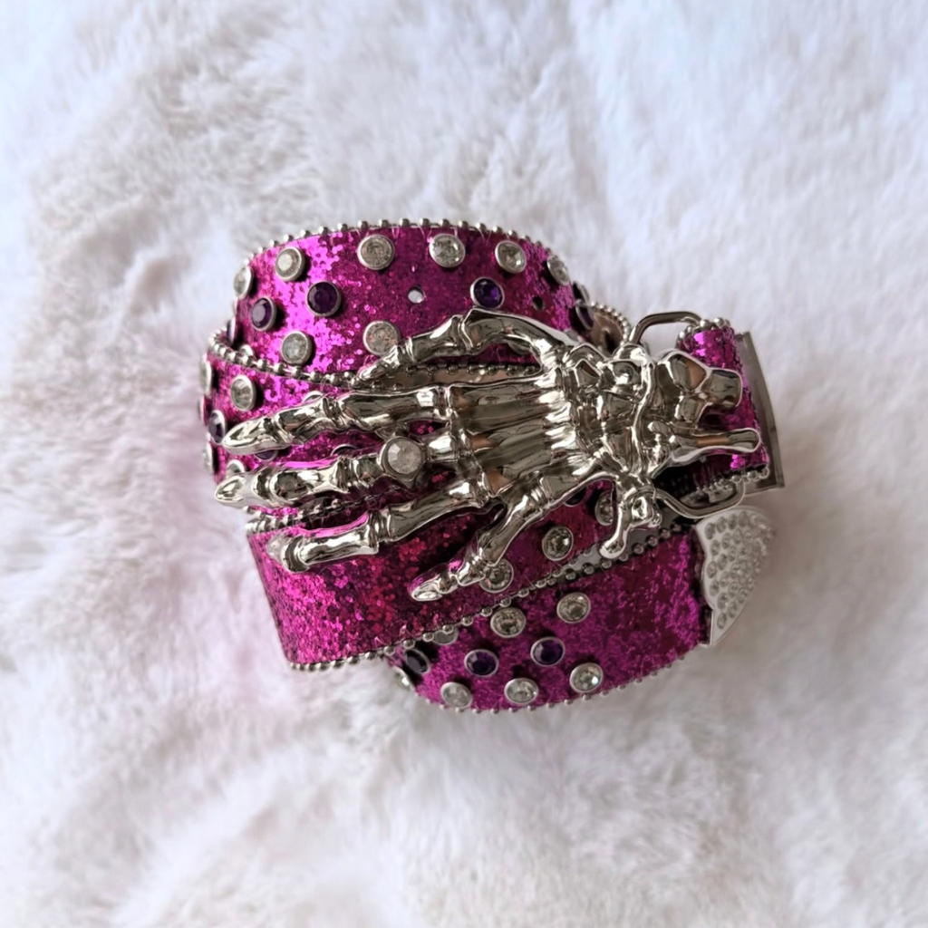 Hot Pink Rhinestone Western Belt