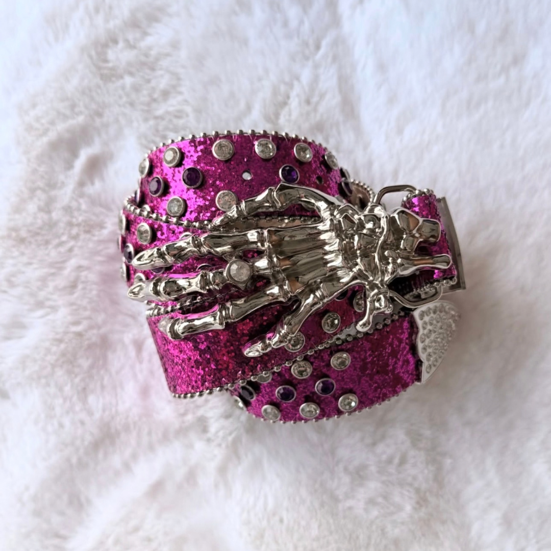 Hot Pink Rhinestone Western Belt