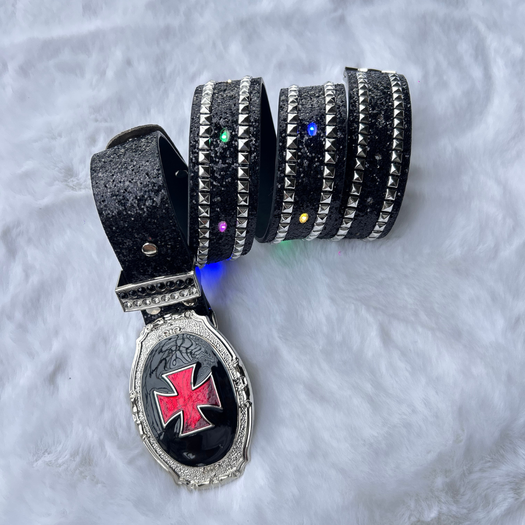 Crimson Cross LED Studded Belt