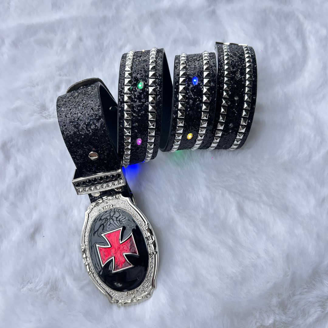 Crimson Cross LED Studded Belt