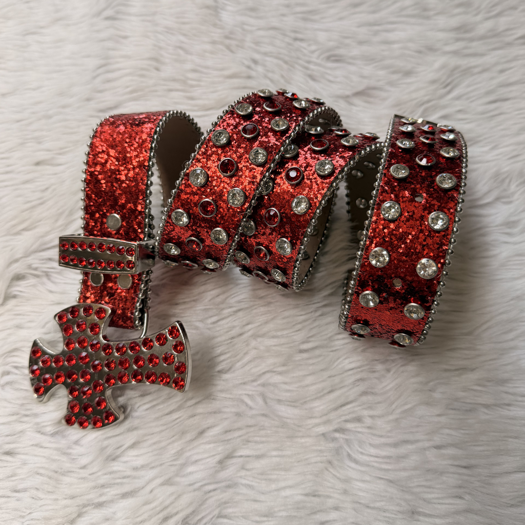 Ruby Sparkle Cross Belt