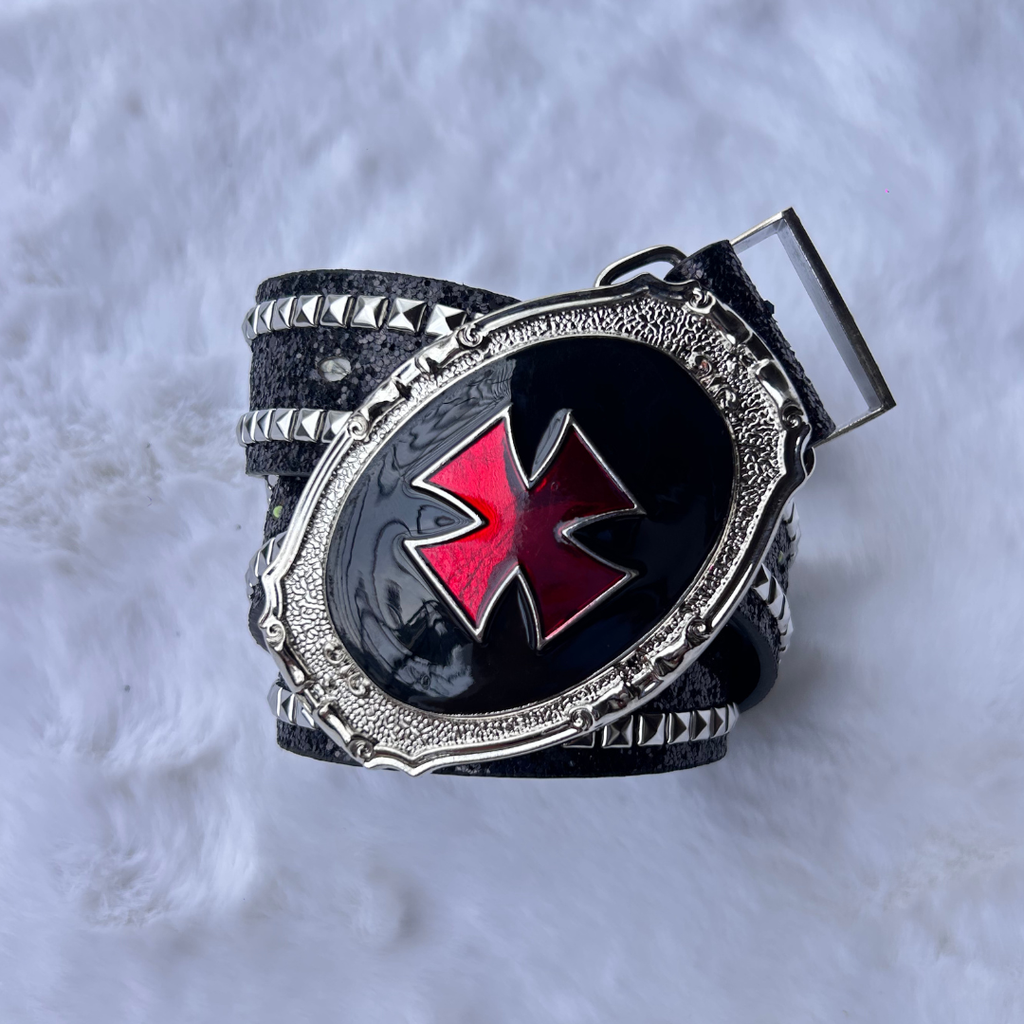 Crimson Cross LED Studded Belt