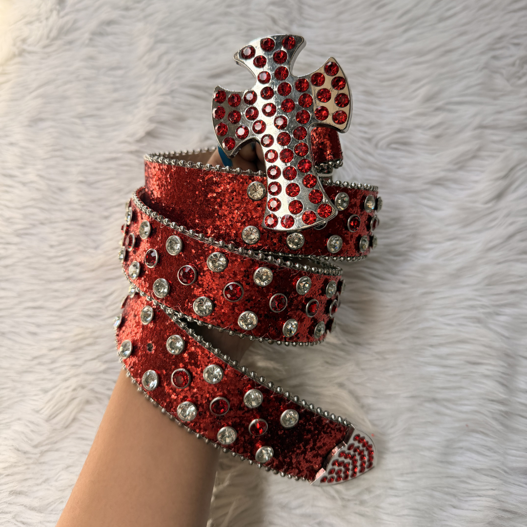 Ruby Sparkle Cross Belt