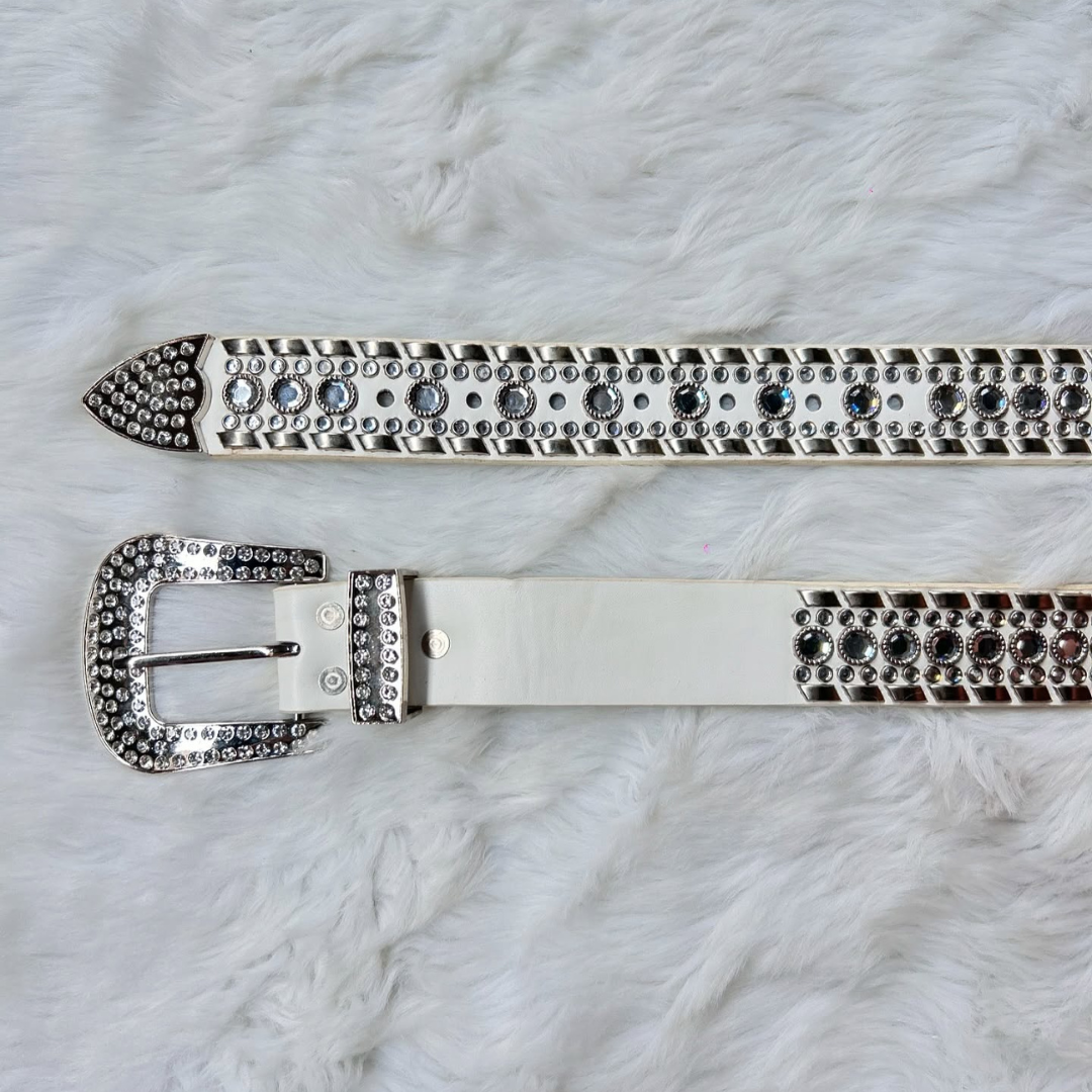 White Rhinestone Belt