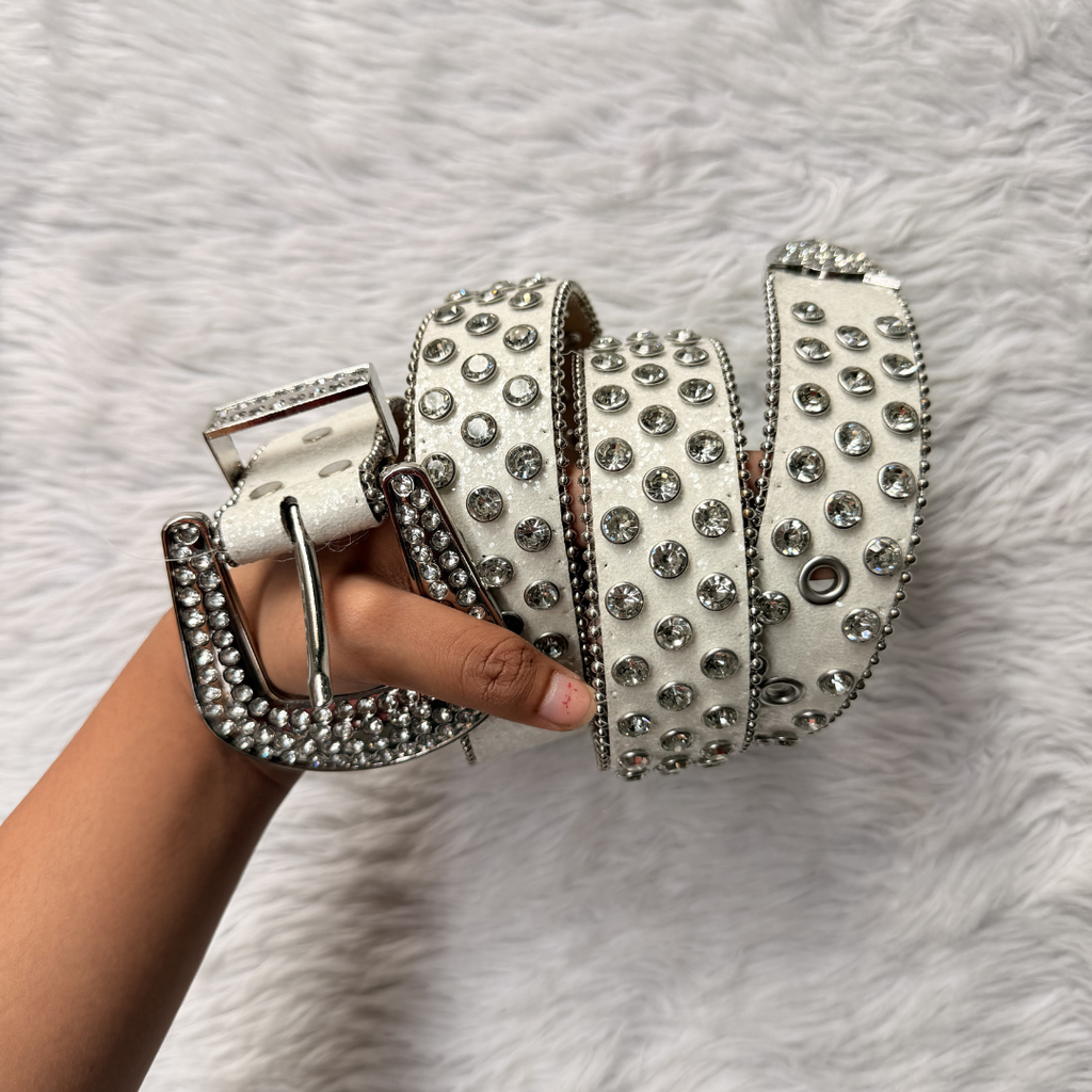 Ivory Drip Rhinestone Belt