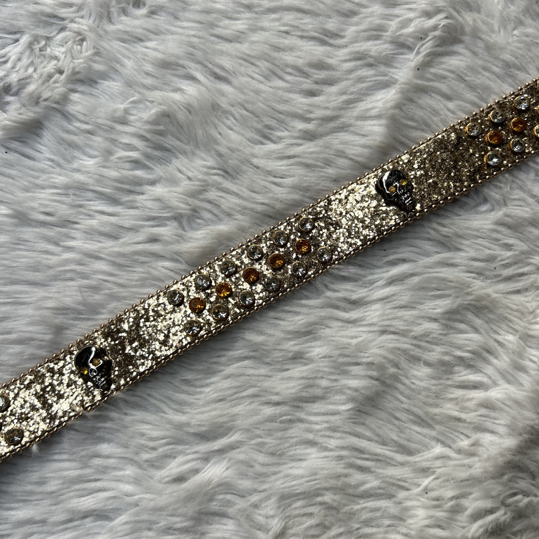 Golden Skull Rhinestone Belt