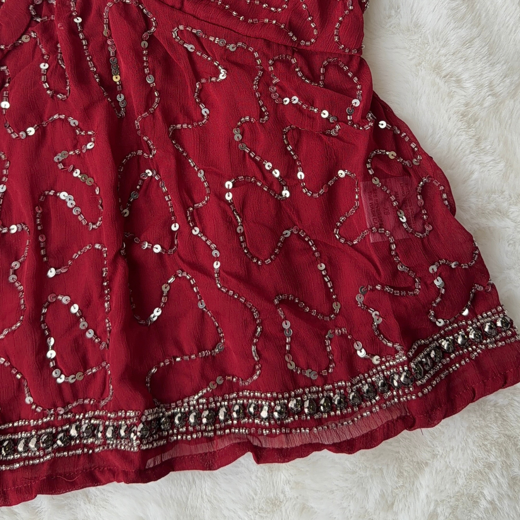 Burgundy Beaded Top