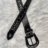 Black Chunky Stone Belt