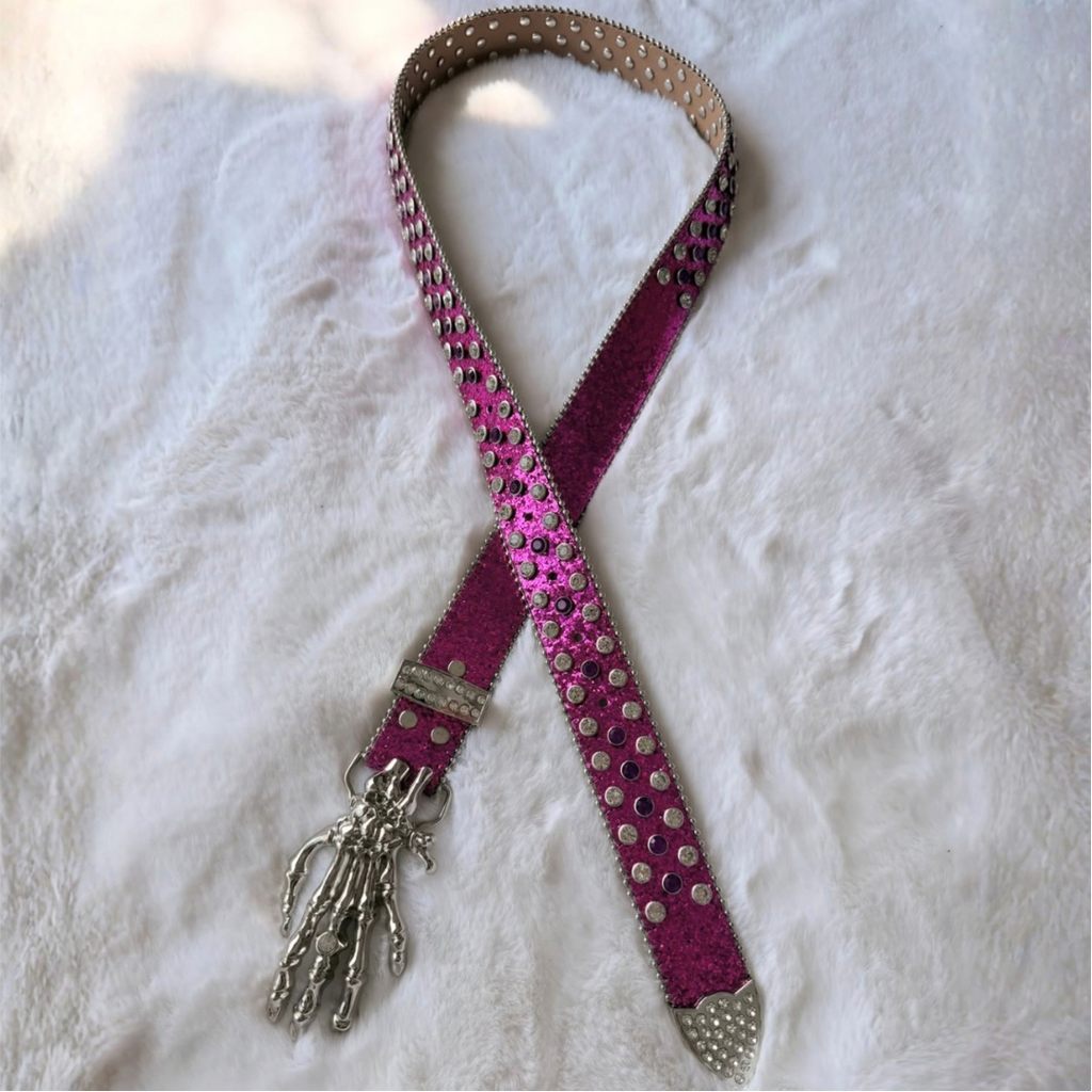 Hot Pink Rhinestone Western Belt