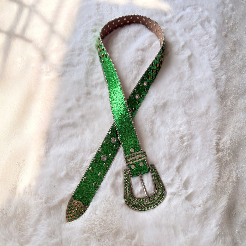 Emerald Rhinestone Western Belt