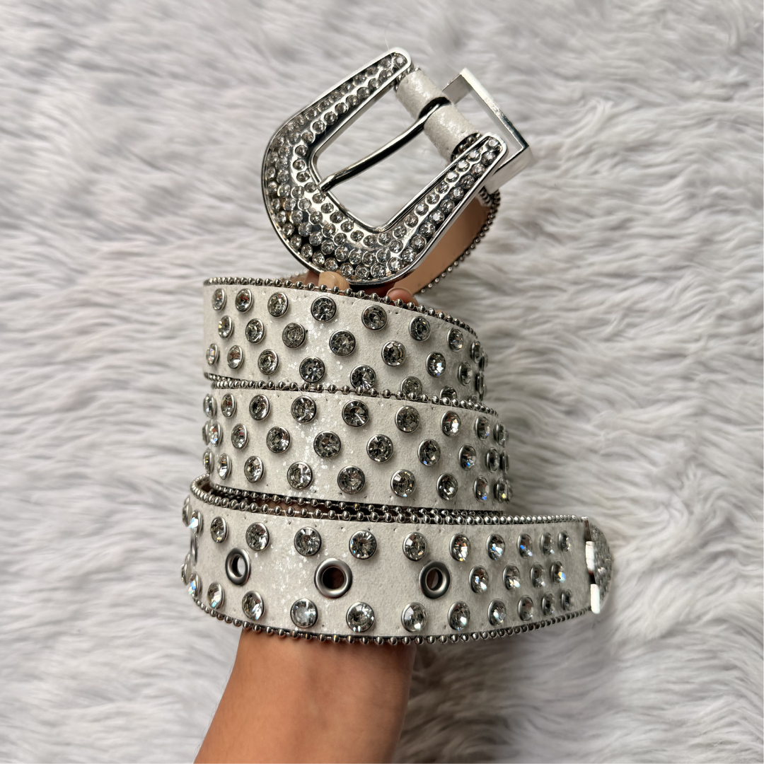 Ivory Drip Rhinestone Belt