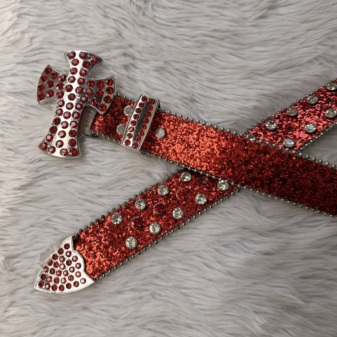 Ruby Sparkle Cross Belt