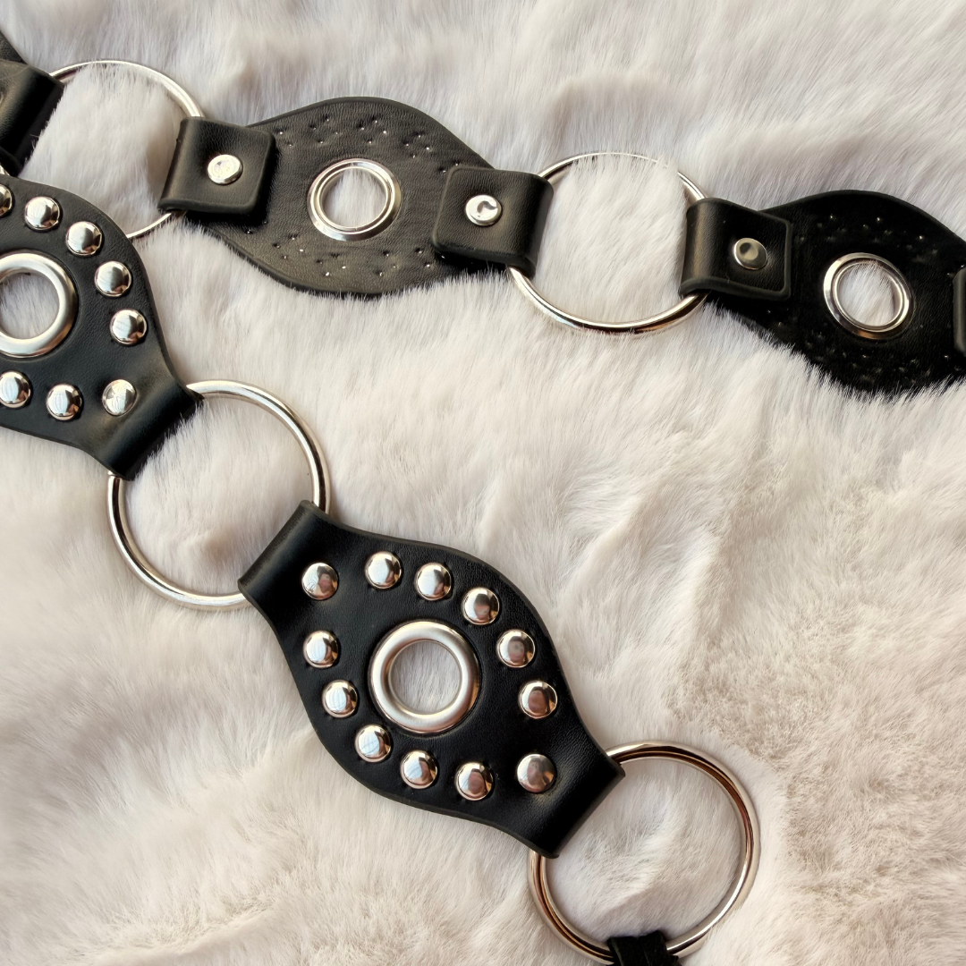Cowboy Black Studded Waist Tie Belt