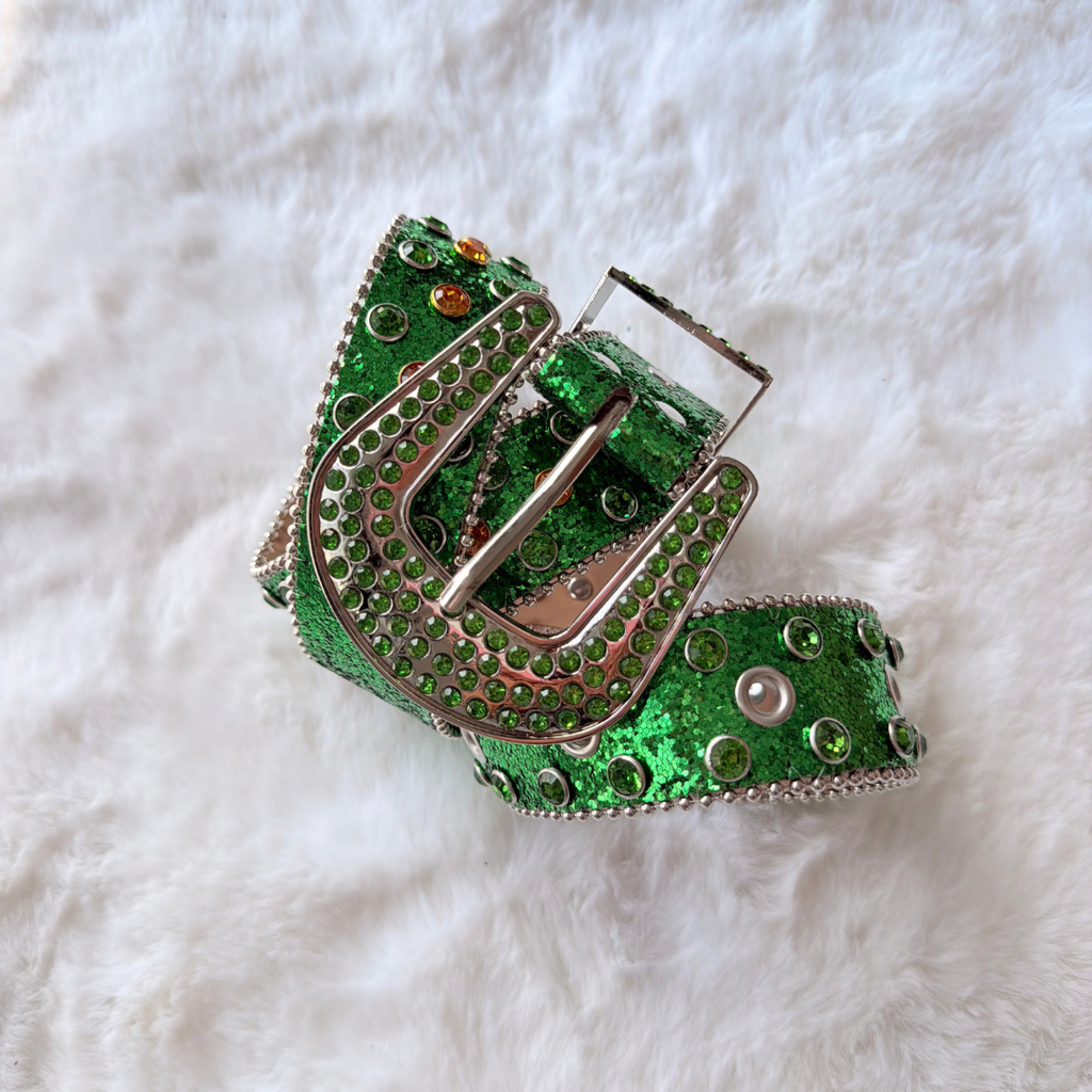 Emerald Rhinestone Western Belt