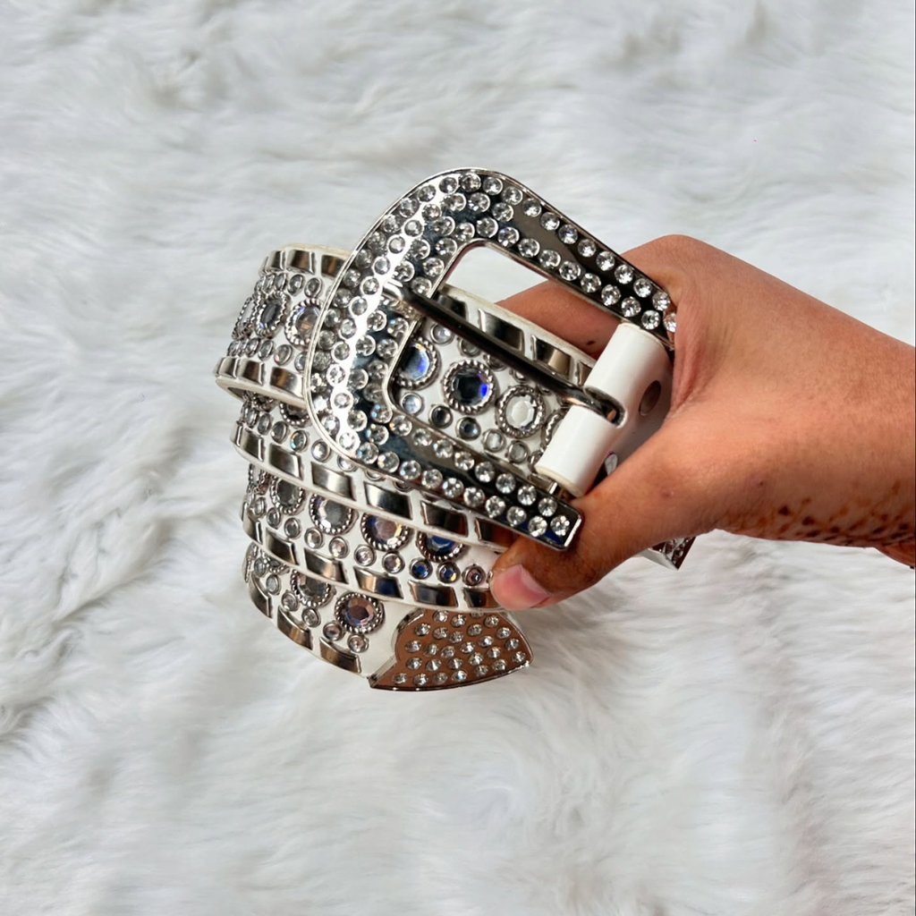 White Rhinestone Belt