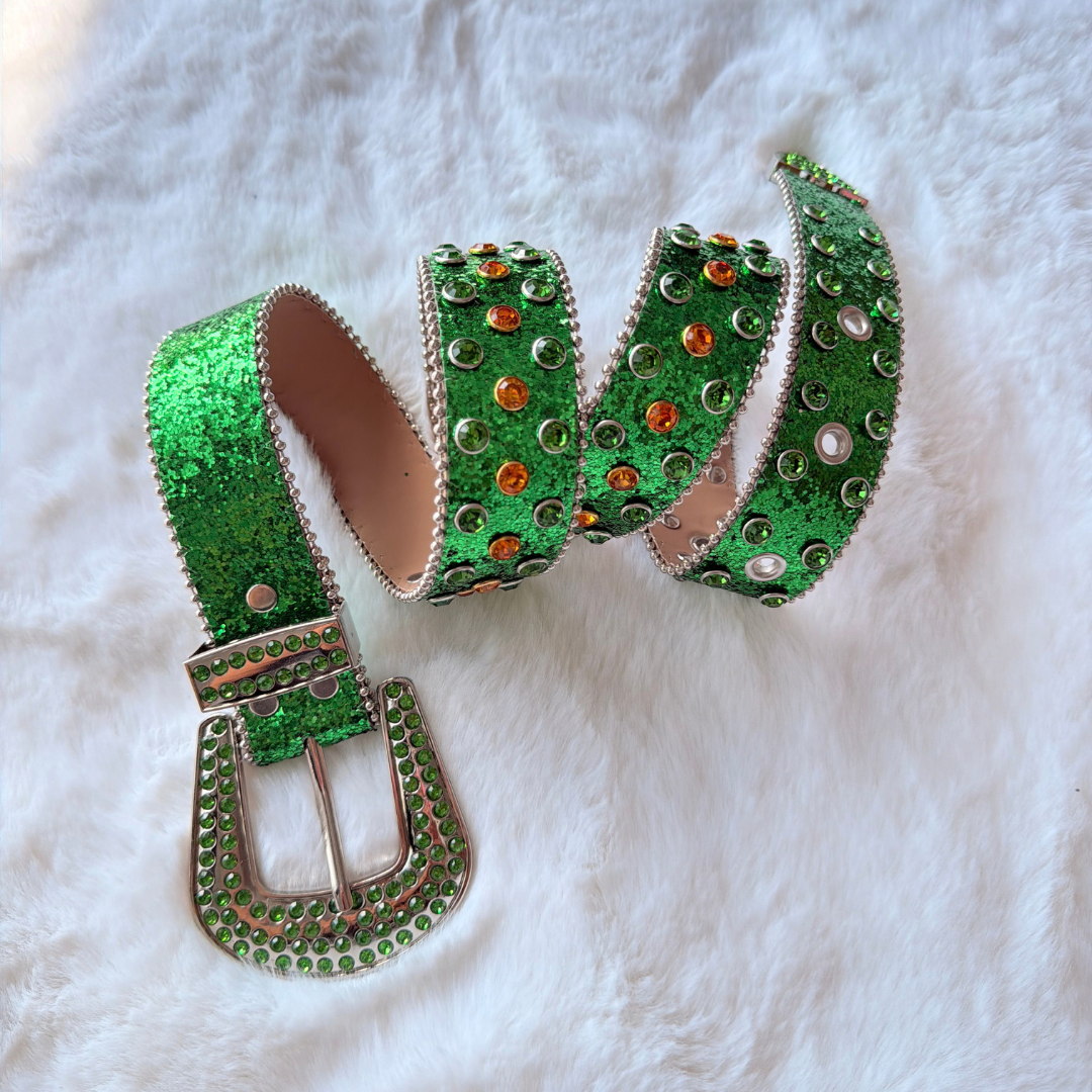 Emerald Rhinestone Western Belt