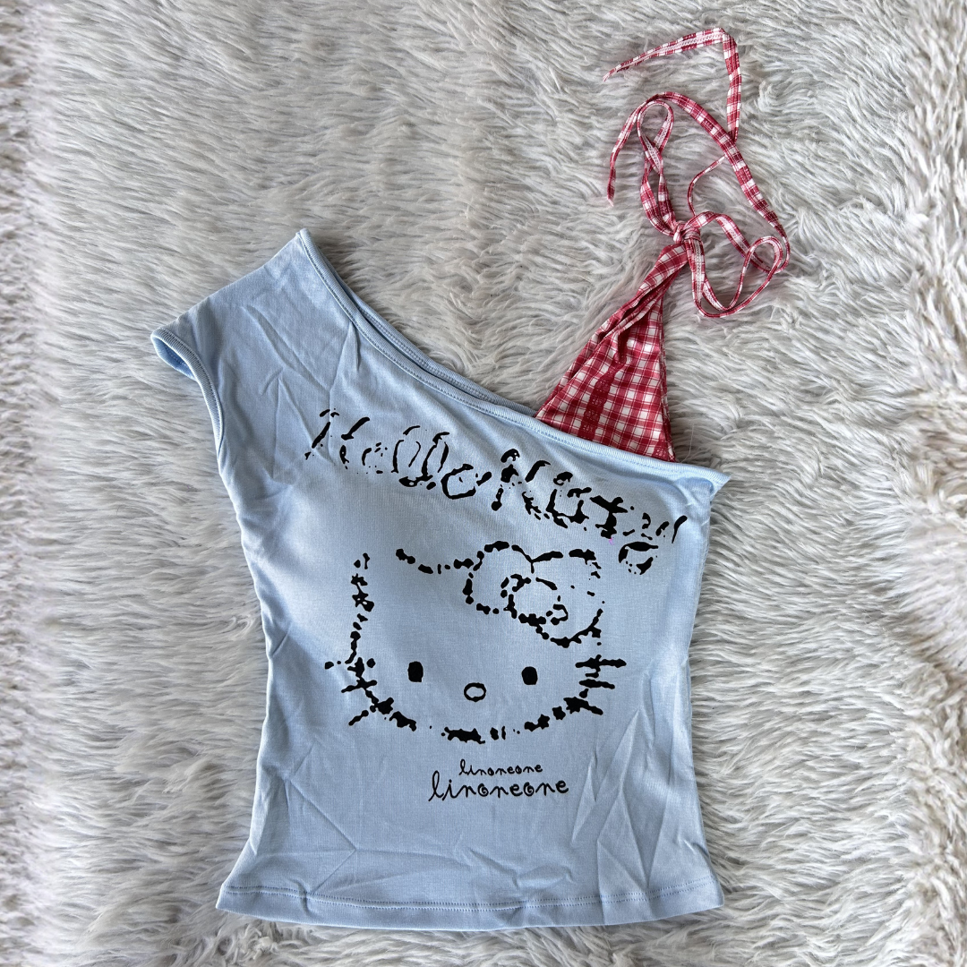 Kitty Riot Top - Light Blue